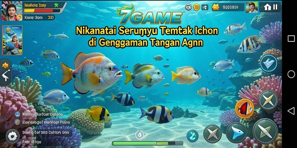 Tampilan gameplay seru saat menembak ikan berwarna-warni.