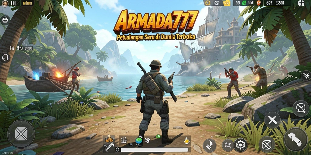 Screenshot ARMADA777 menampilkan momen petualangan mendebarkan di dunia terbuka.