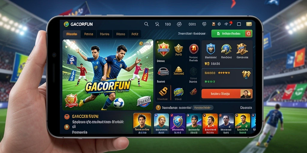 Tampilan utama GACORFUN dengan fitur taruhan olahraga yang menarik.