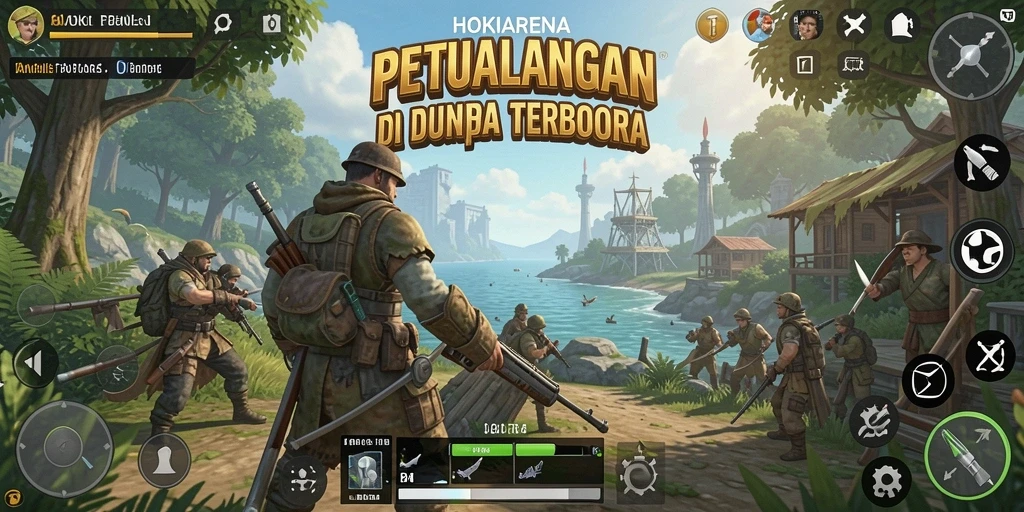 Tampilan gameplay HOKIARENA di dunia terbuka yang luas dan dinamis.