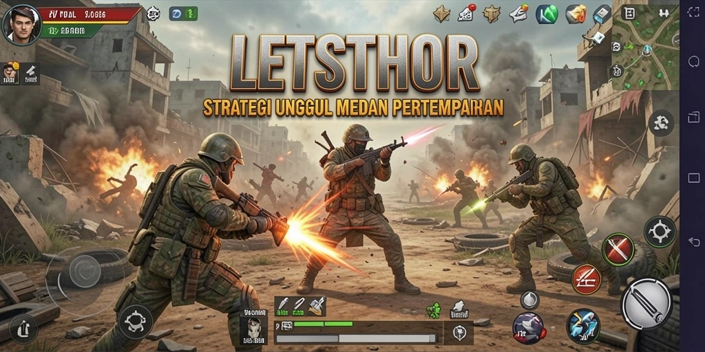Tangkapan layar gameplay LETSTHOR yang menunjukkan pertempuran mendebarkan.