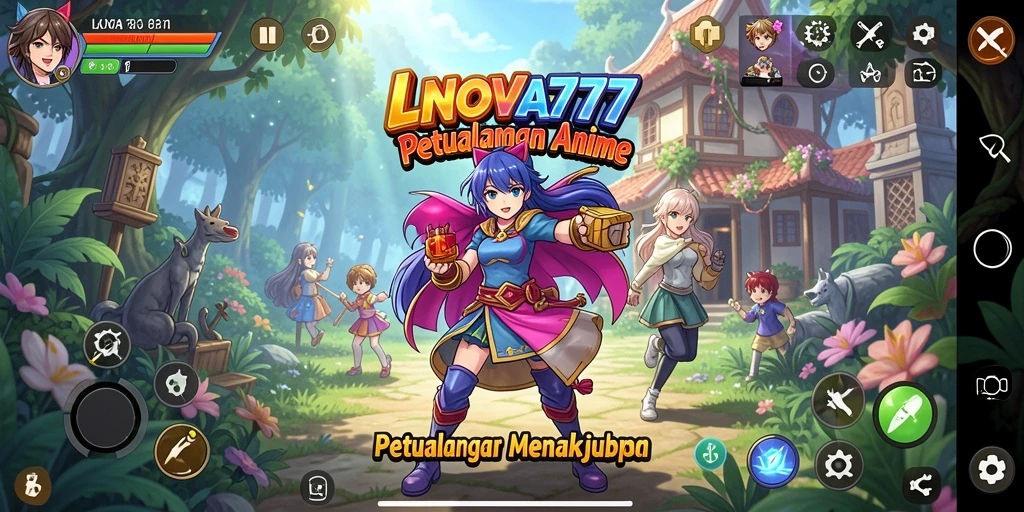 Screenshot LNOVA777 menunjukkan momen epik dalam pertempuran karakter Anime.