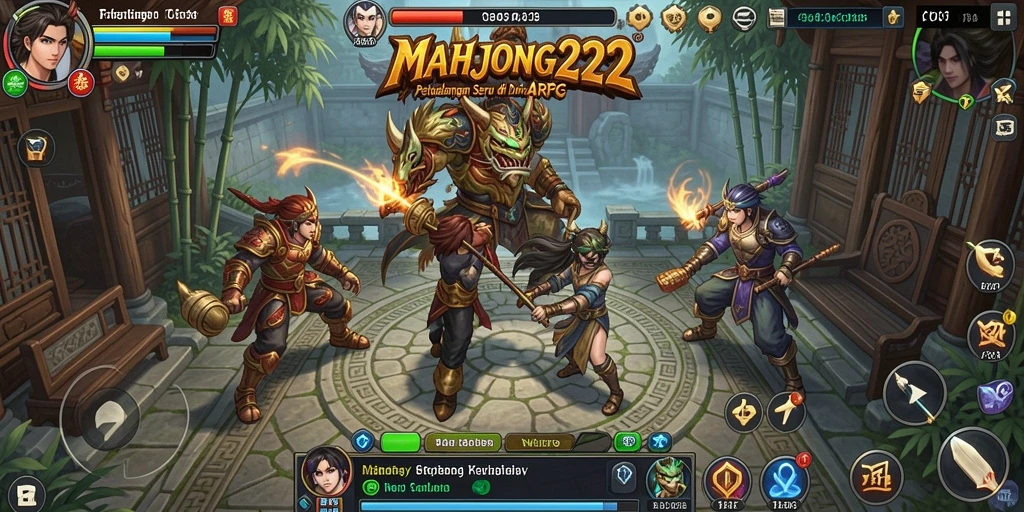 Tampilan gameplay seru dalam MAHJONG222 dengan aksi pertarungan yang mendebarkan.