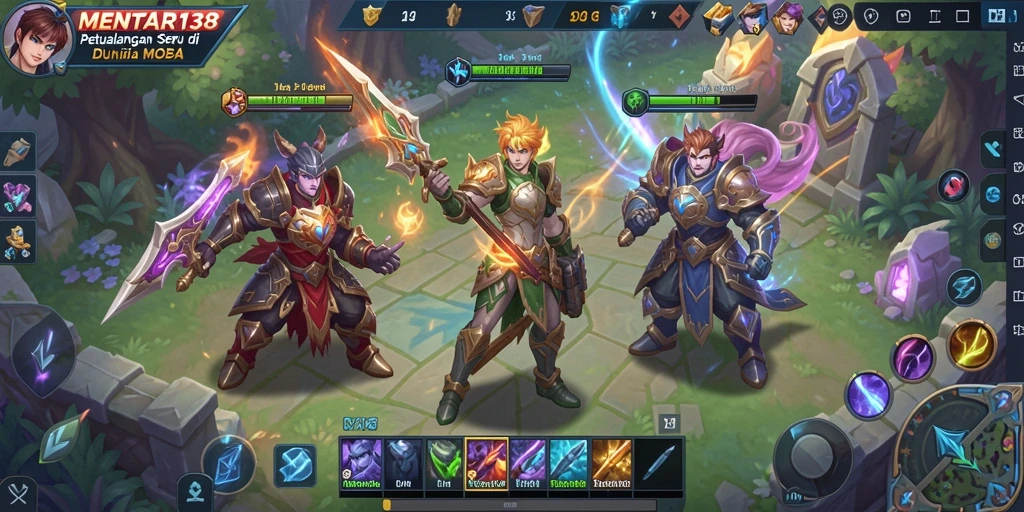 Tangkapan layar menampilkan pertandingan seru dalam game MOBA.