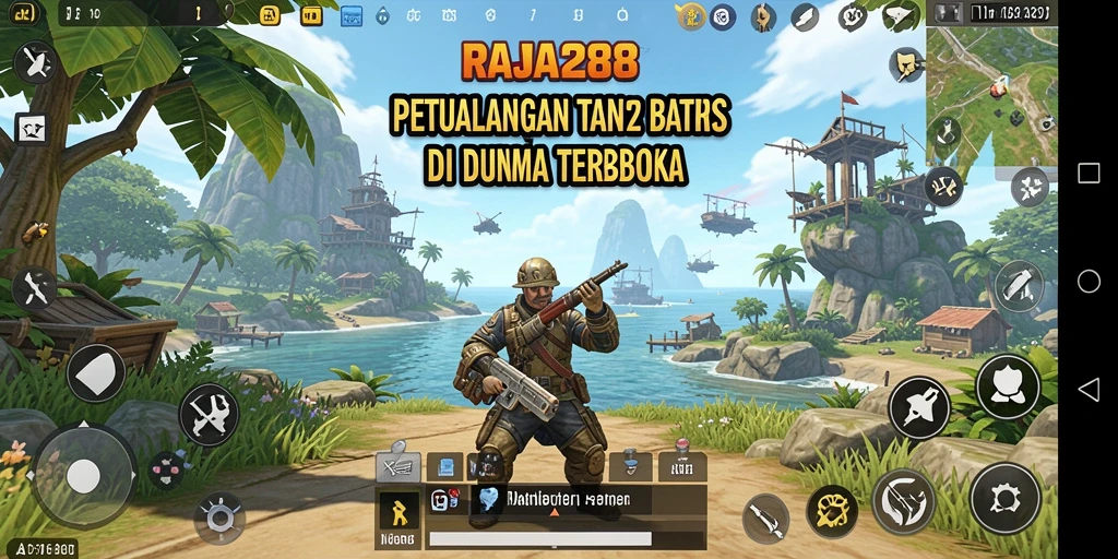Screenshot gameplay RAJA288 menunjukkan petualangan seru dalam dunia terbuka.