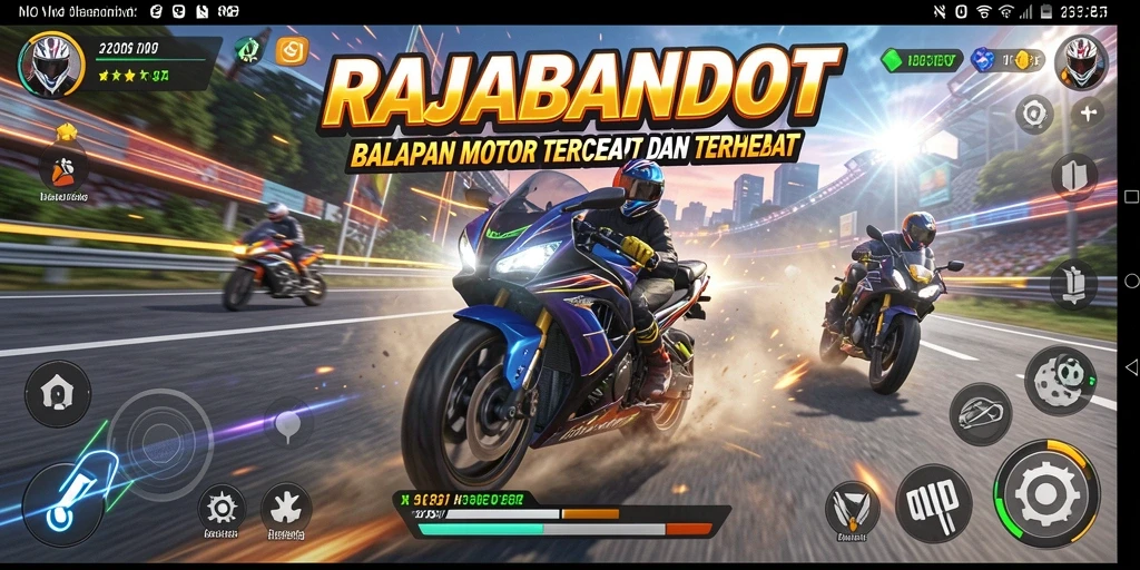 Gameplay seru RAJABANDOT menampilkan balapan motor yang mendebarkan.