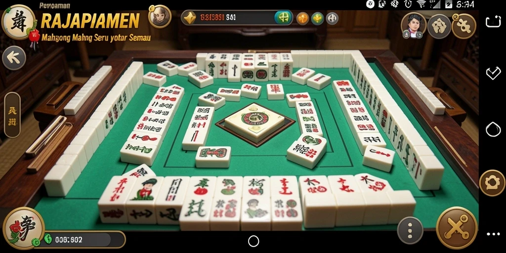 Tampilan gameplay menarik dari RAJAPAMEN yang menunjukkan strategi Mahjong.