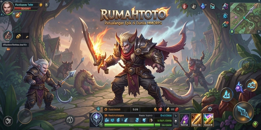 Tampilan gameplay RUMAHTOTO yang menakjubkan dalam aksi petualangan MMORPG.