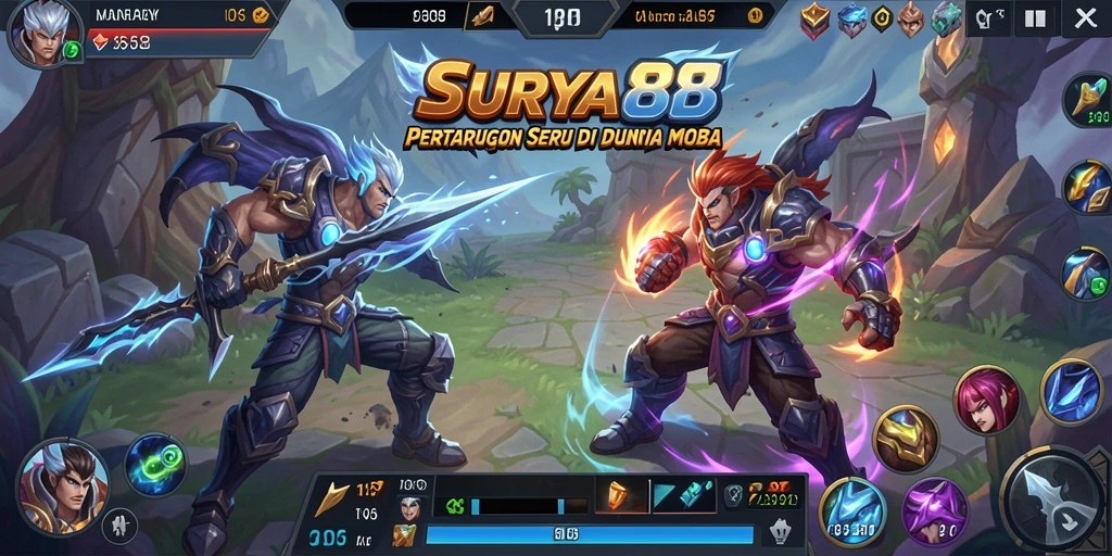 Tampilan gameplay seru di SURYA88 dengan karakter bertenaga.