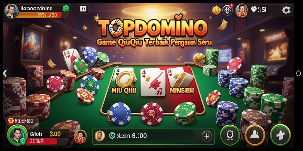 Screenshot gameplay seru dari TOPDOMINO yang menampilkan suasana QiuQiu.