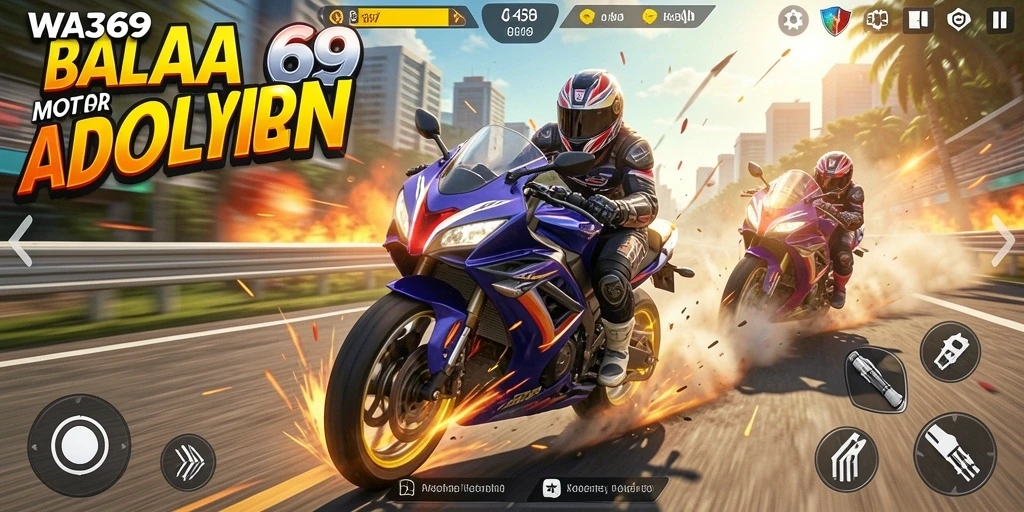 Tampilan gameplay balapan motor yang mendebarkan di WA369.